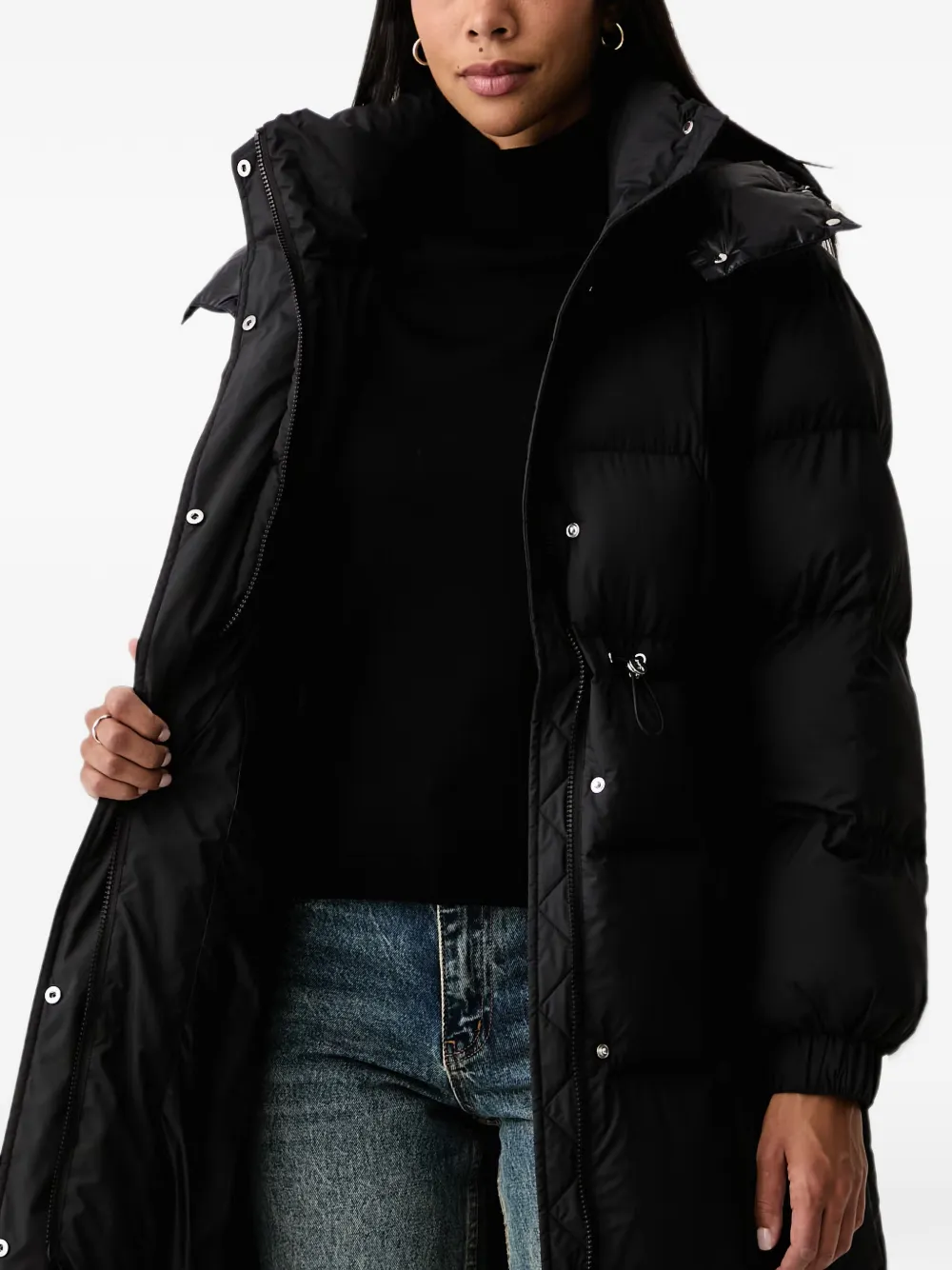 Patrizia Pepe padded drawstring-waist coat Zwart