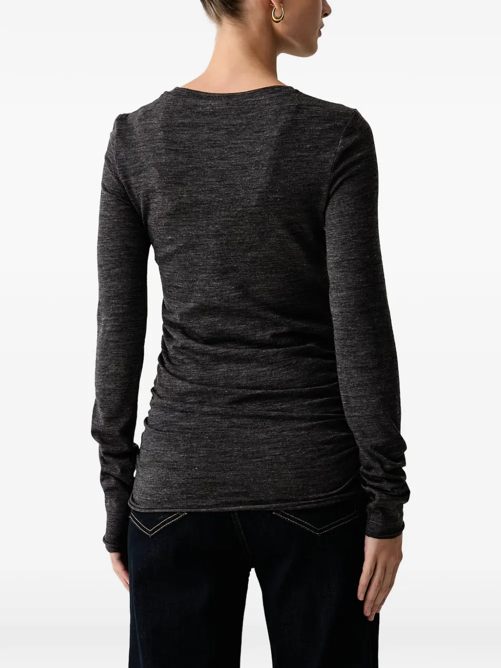 PINKO logo-embroidered ruched T-shirt Grijs