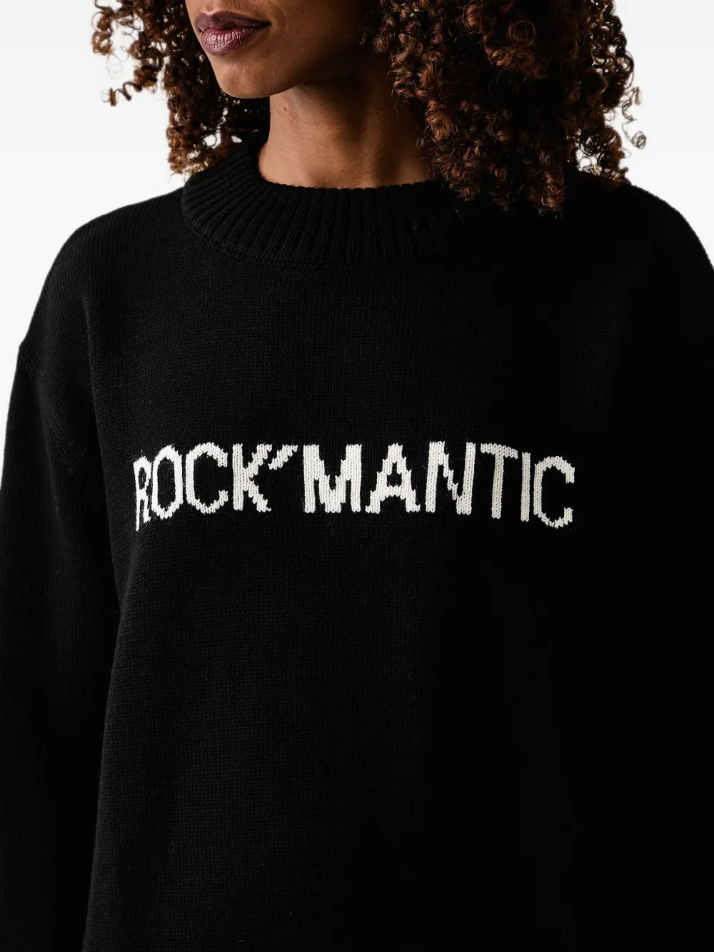 Patrizia Pepe intarsia-knit logo-embroidered sweater Zwart