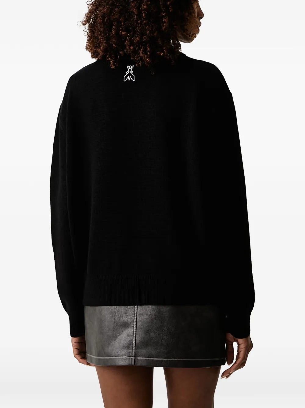 Patrizia Pepe intarsia-knit logo-embroidered sweater Zwart