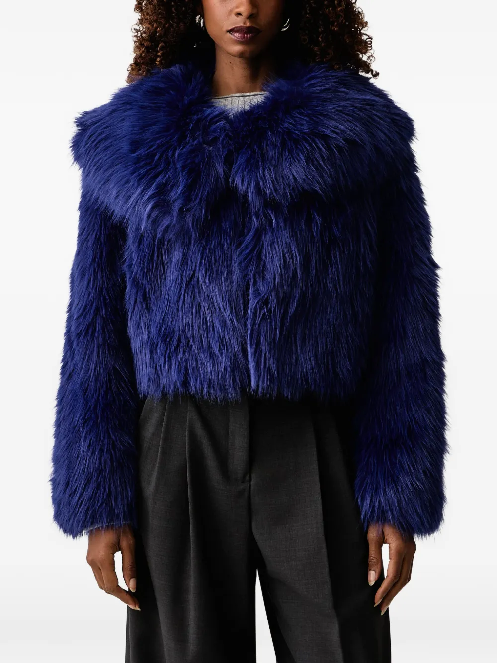 Patrizia Pepe faux-fur shawl-collar jacket Blauw