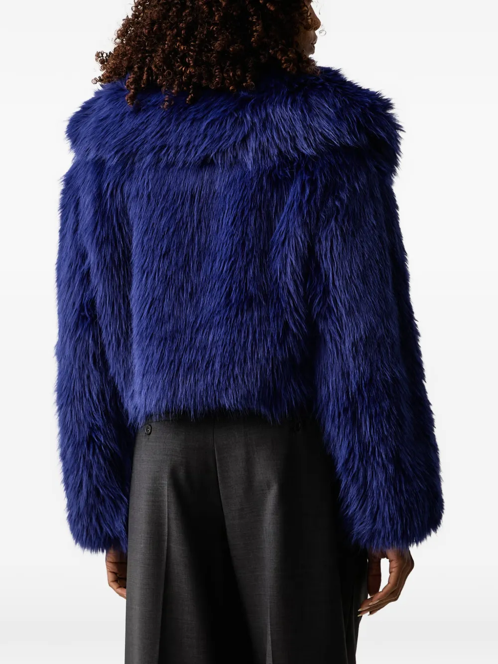 Patrizia Pepe faux-fur shawl-collar jacket Blauw