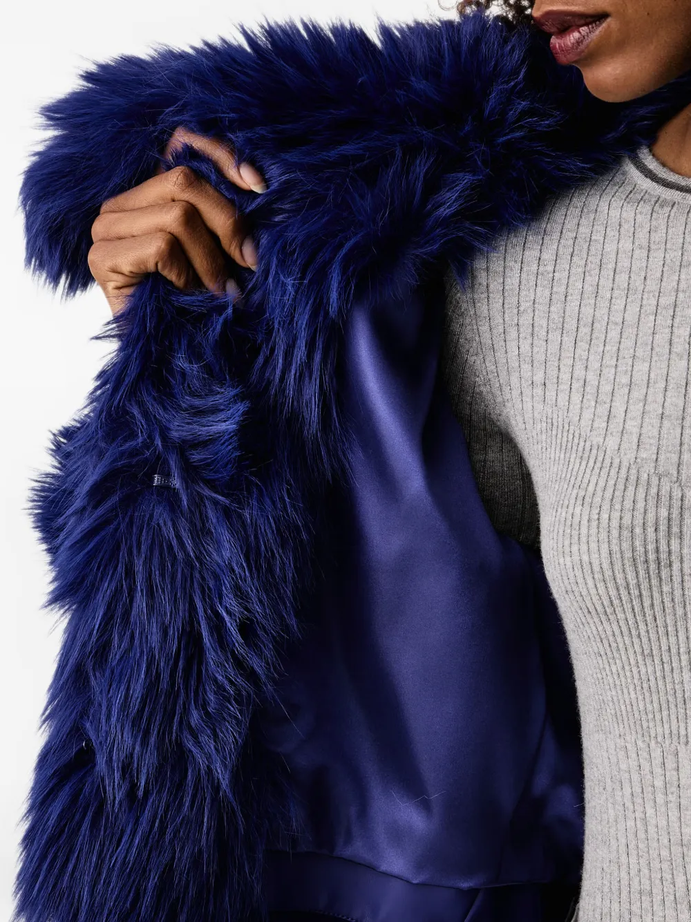Patrizia Pepe faux-fur shawl-collar jacket Blauw