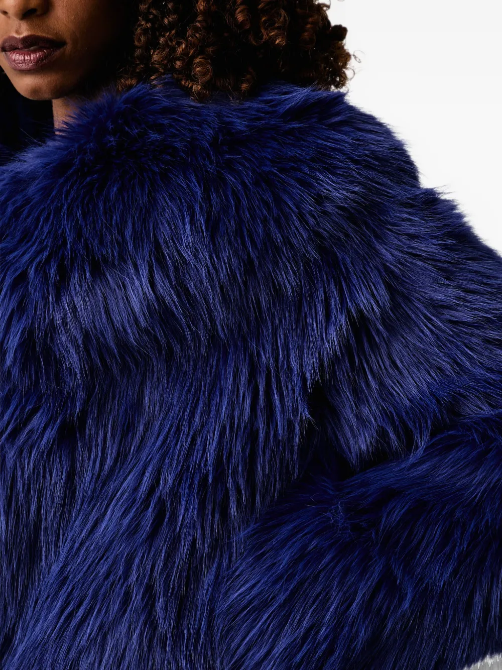 Patrizia Pepe faux-fur shawl-collar jacket Blauw