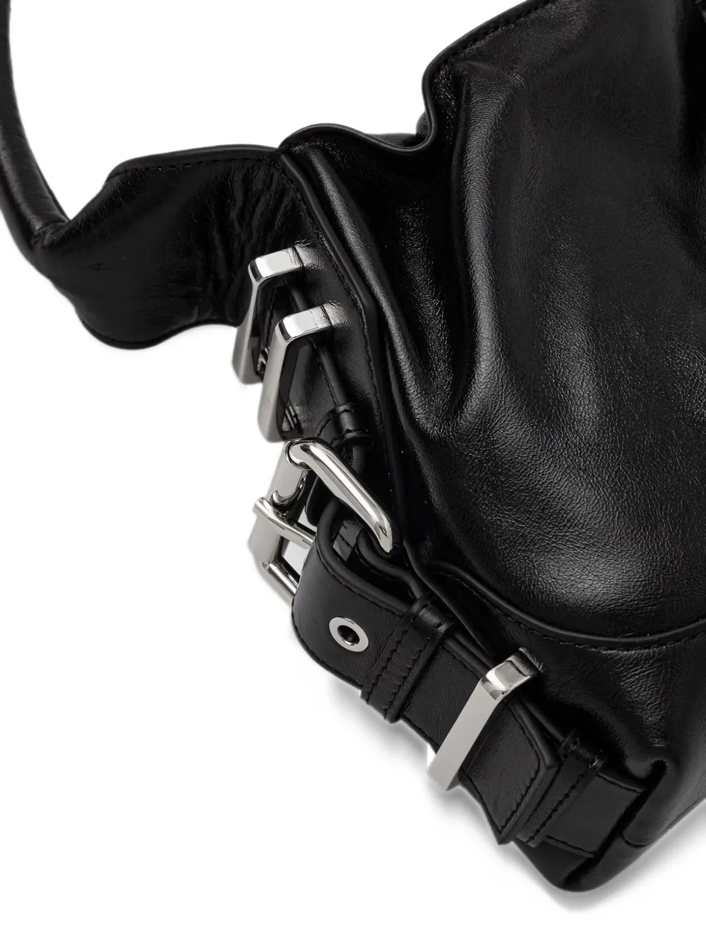 Patrizia Pepe Horse schoudertas met ruches en gespdetail Zwart