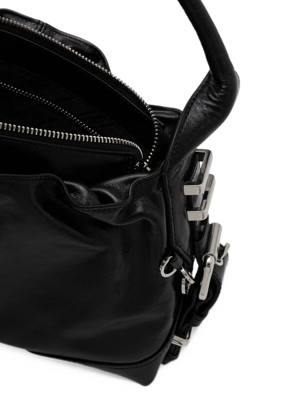 Patrizia Pepe Horse schoudertas met ruches en gespdetail Zwart