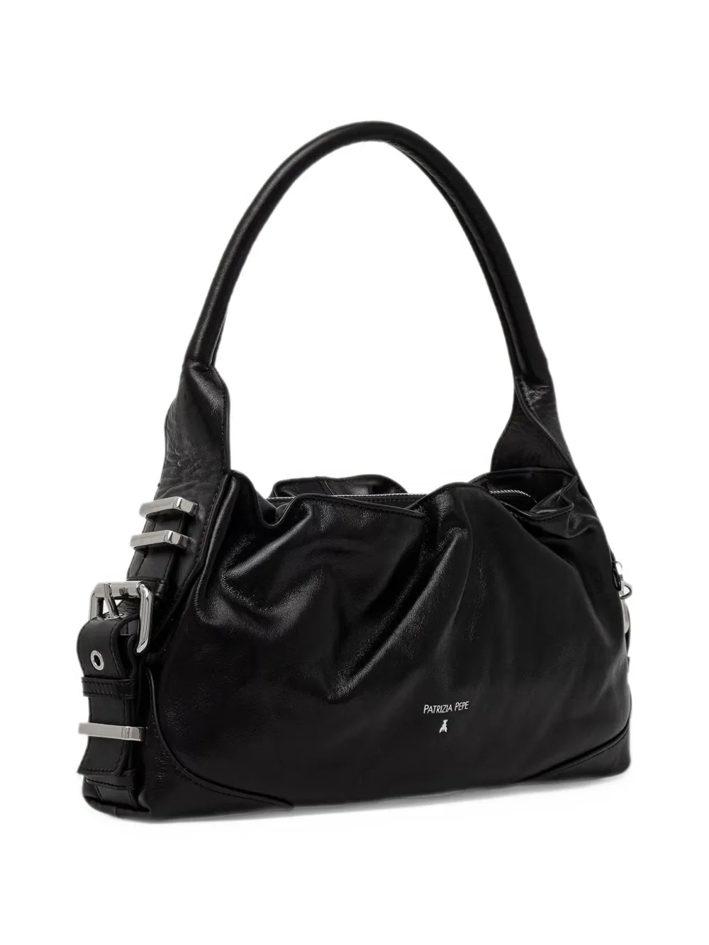 Patrizia Pepe Horse buckle-detail ruched shoulder bag - Nero