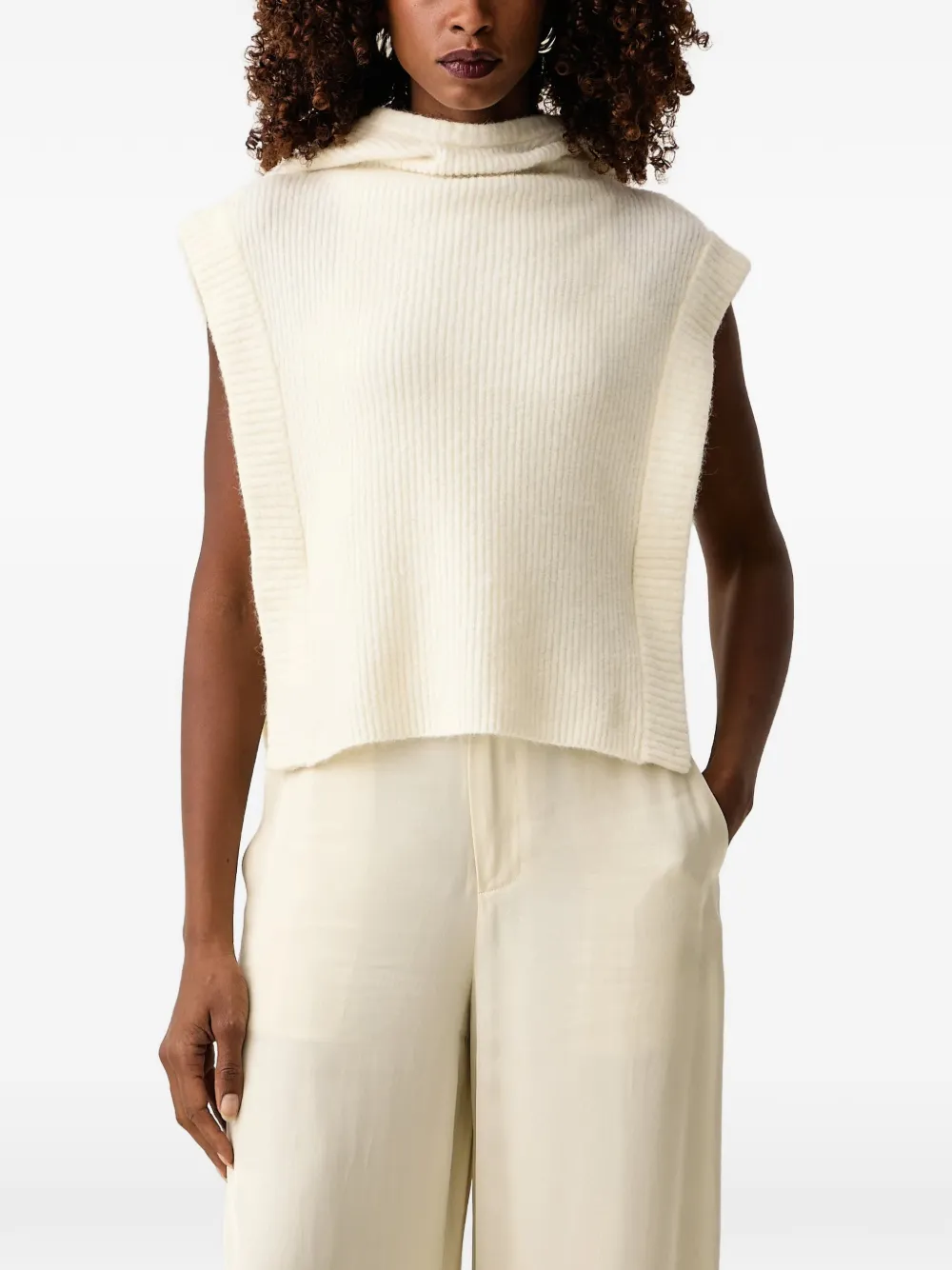 Patrizia Pepe ribbed-knit sleeveless sweater Beige