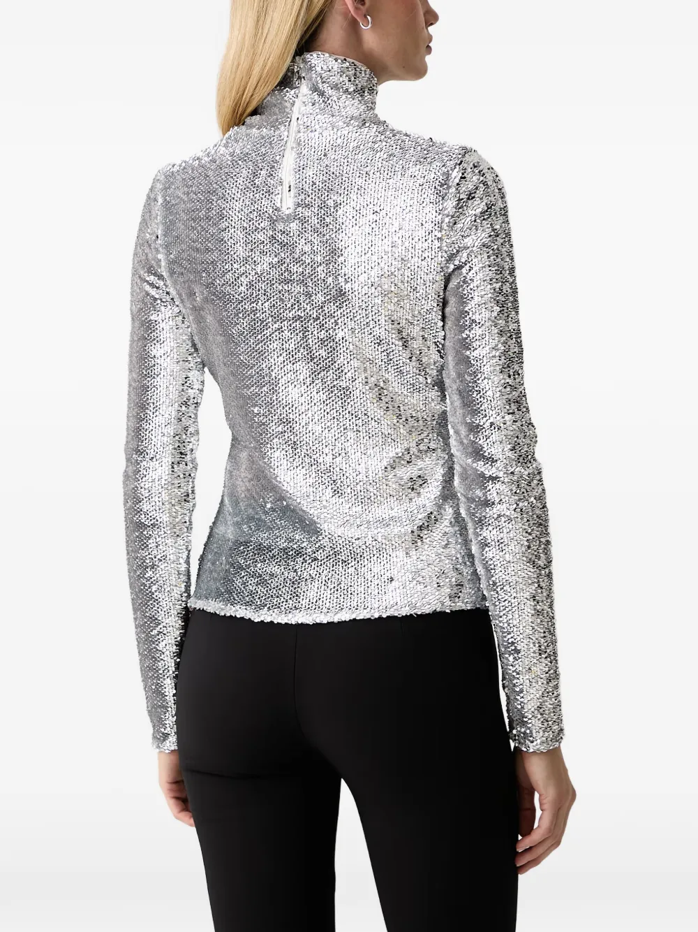 Patrizia Pepe sequin-embellished high-neck top Zilver
