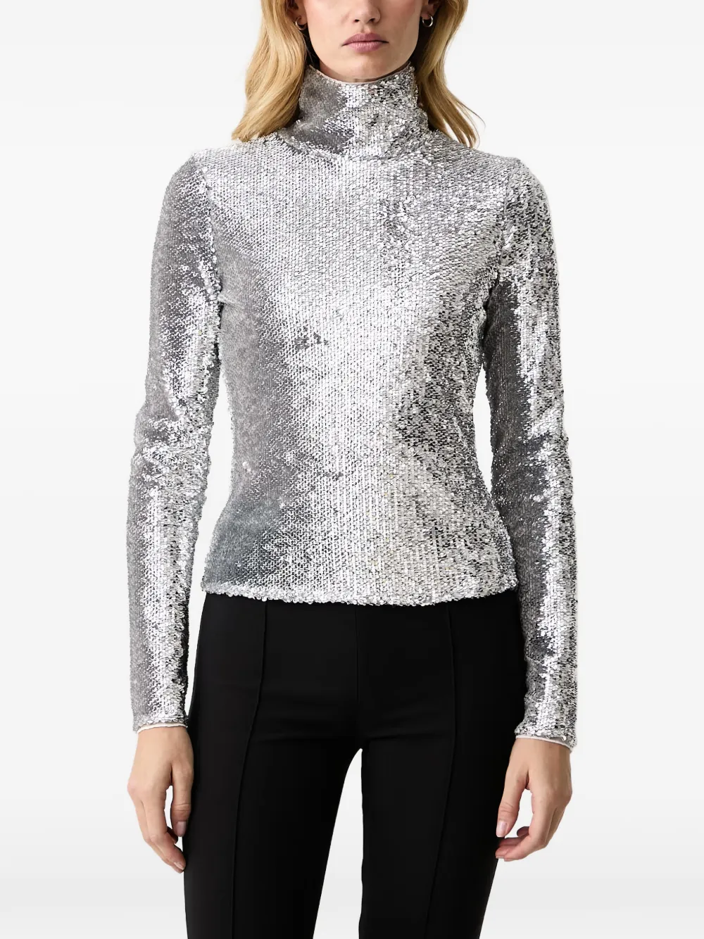 Patrizia Pepe sequin-embellished high-neck top - Silver
