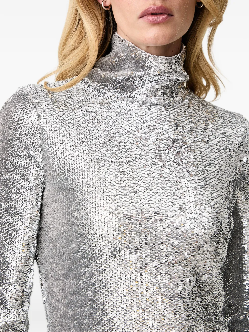 Patrizia Pepe sequin-embellished high-neck top Zilver