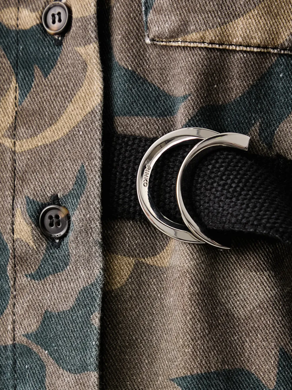 PINKO camouflage-print belted shirt Bruin