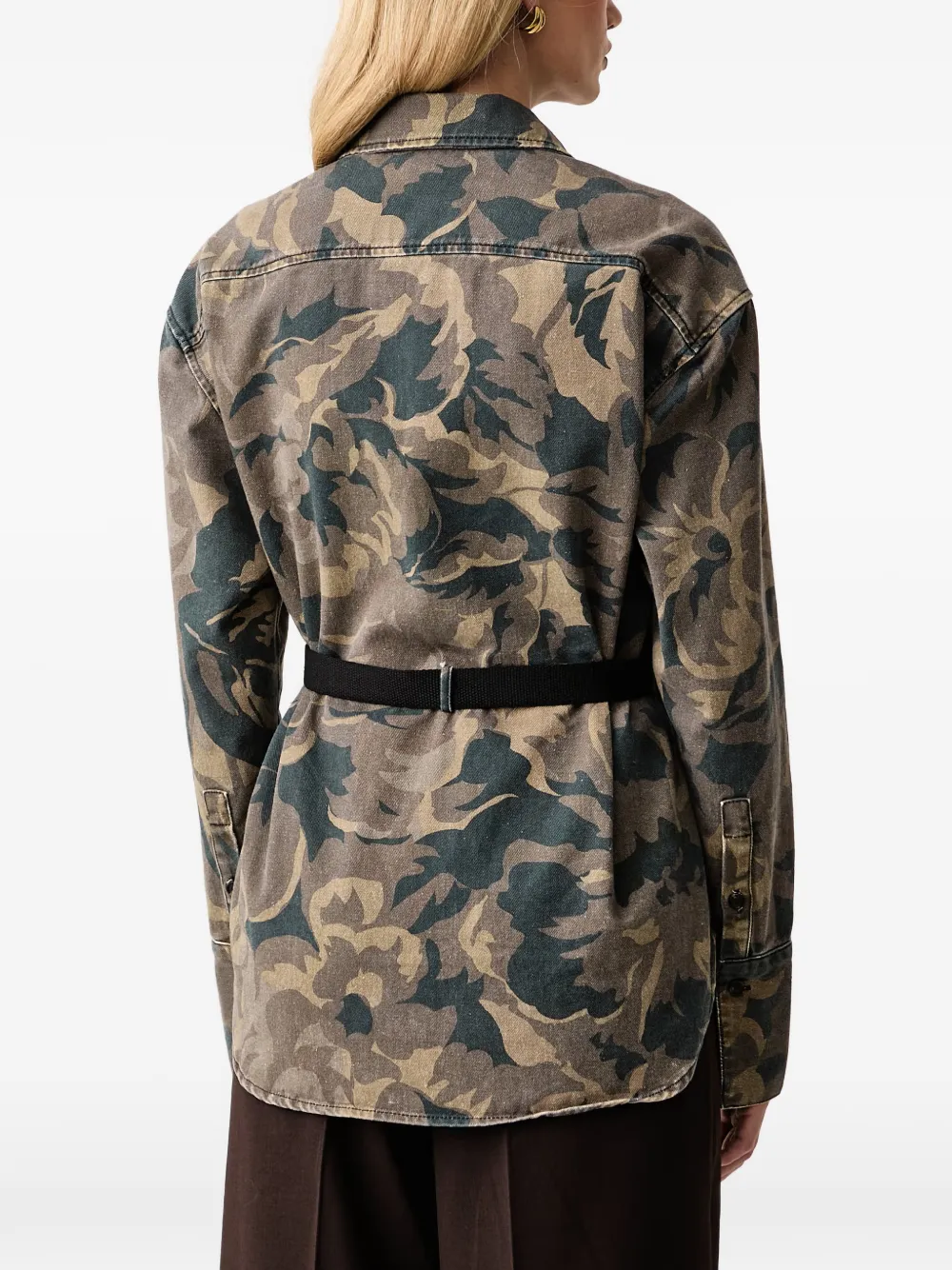 PINKO camouflage-print belted shirt Bruin