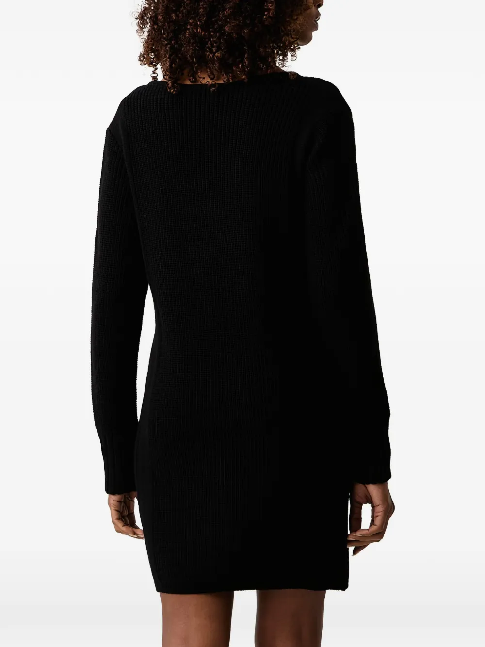 Patrizia Pepe Geribbelde mini-jurk met ritsdetail Zwart