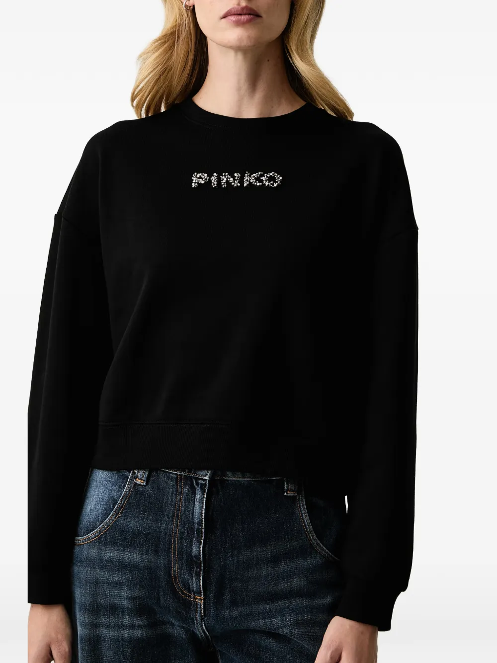PINKO embellished logo-patch sweater Zwart