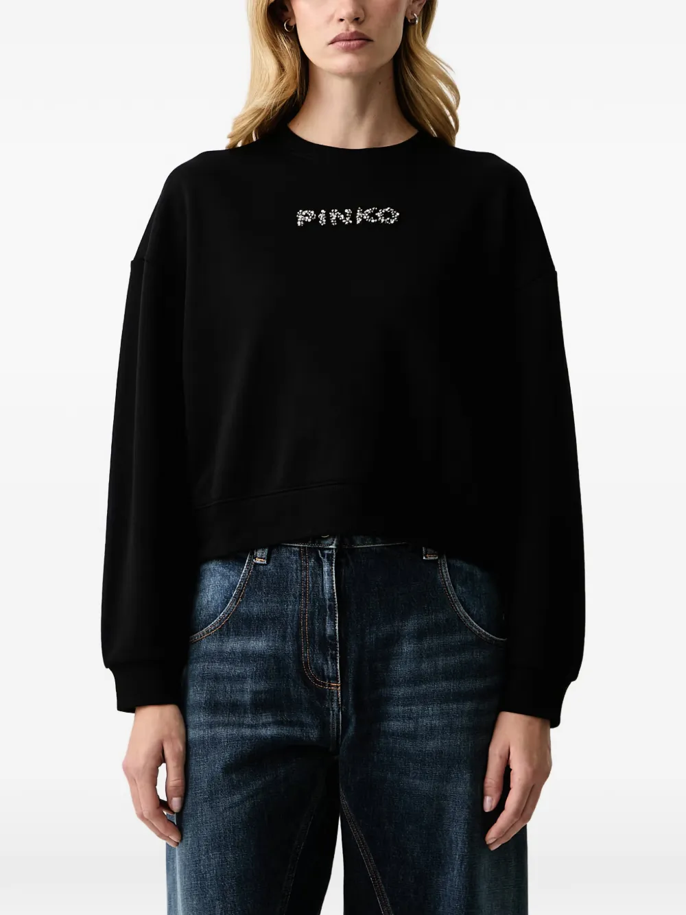 PINKO embellished logo-patch sweater - Nero
