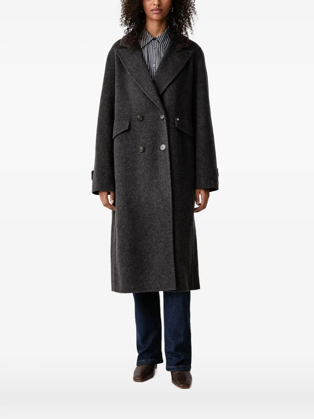 Mos Mosh Alva double-breasted notched-lapel coat - Gris