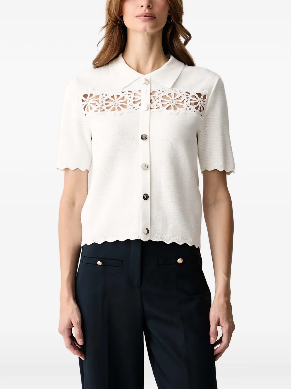 Morgan crochet-knit shirt - Bianco