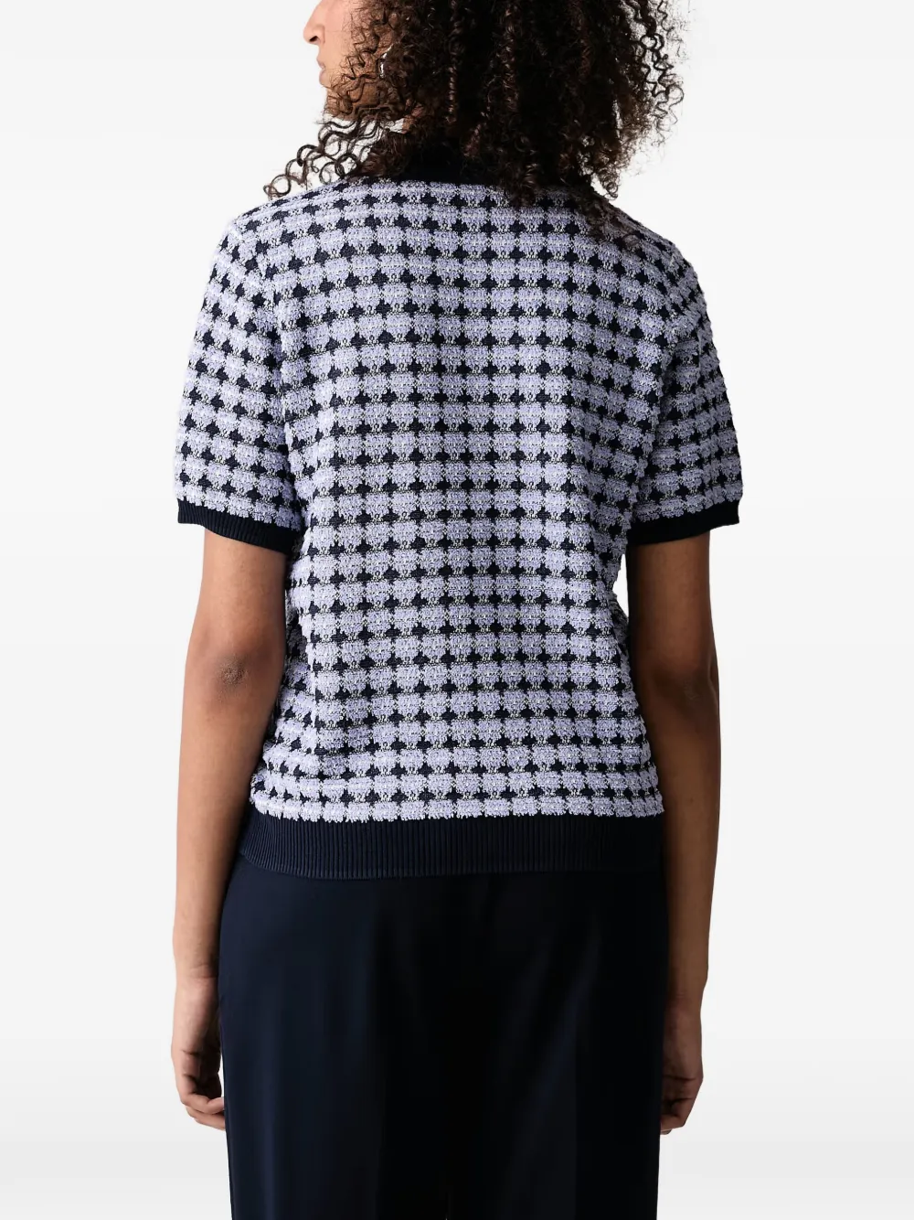 Mos Mosh Poloshirt met pied-de-poule print Blauw