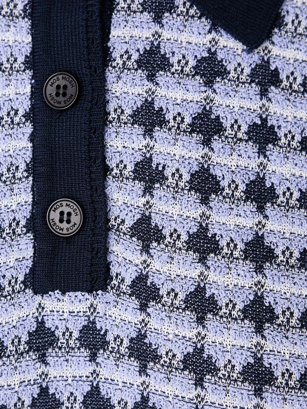 Mos Mosh Poloshirt met pied-de-poule print Blauw