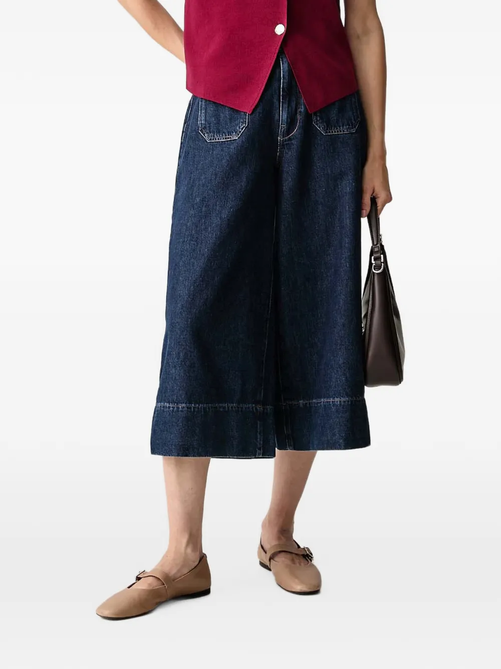 Morgan Jeans crop a gamba ampia - Blu