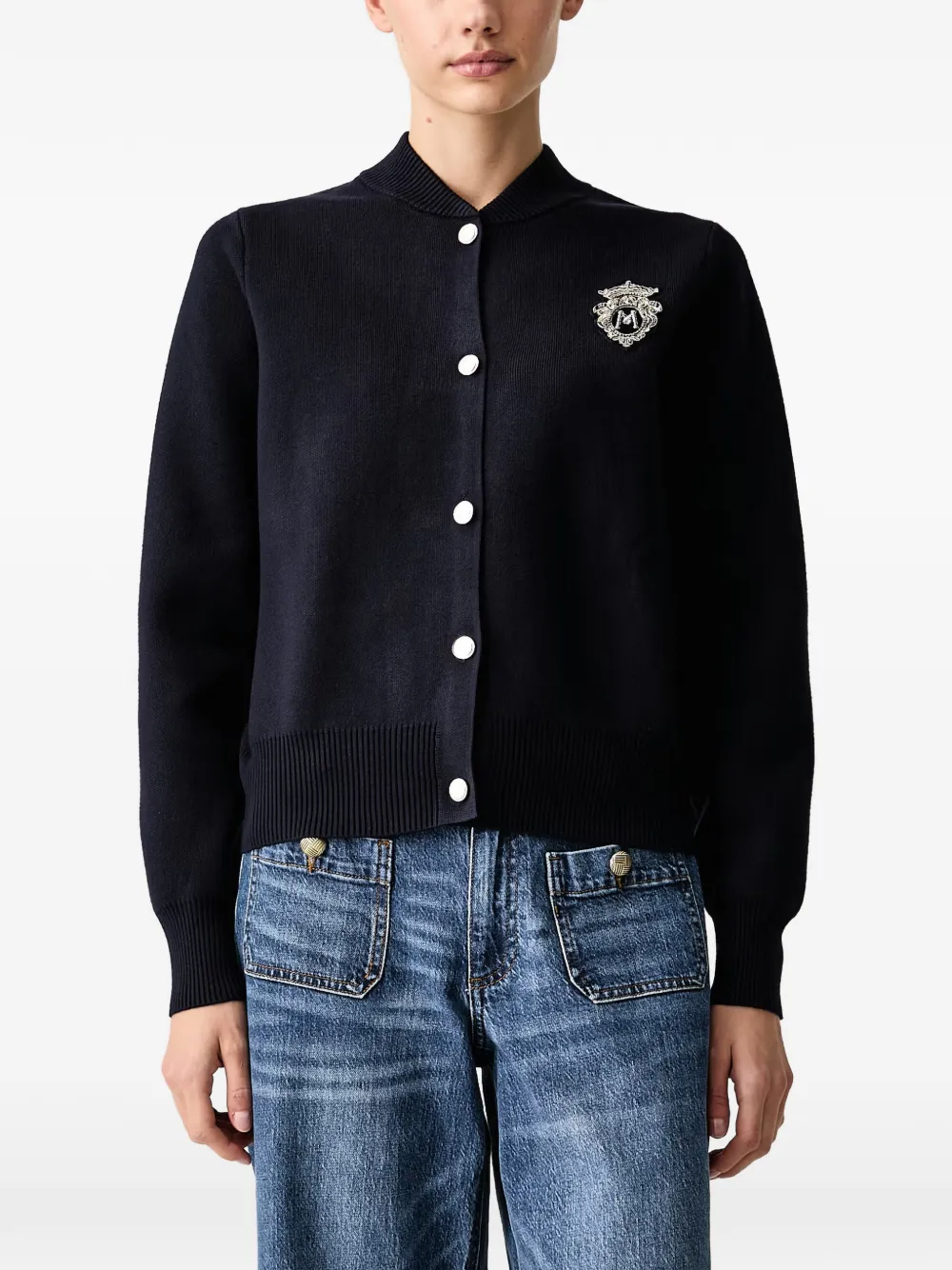 Morgan logo-patch button-up cardigan - Blu