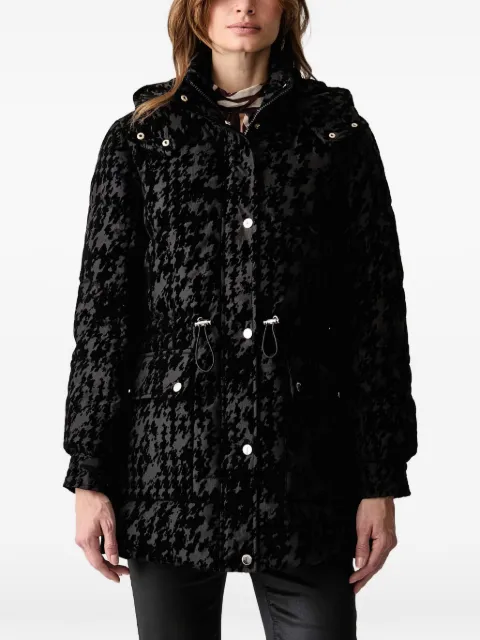 Morgan houndstooth-pattern hooded puffer jacket