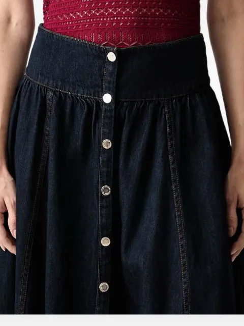 Morgan Jirina button-front flared denim skirt