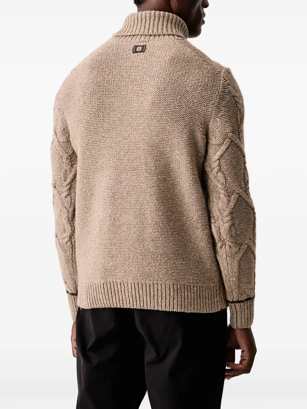 Mos Mosh Barnie cable-knit roll-neck sweater Beige