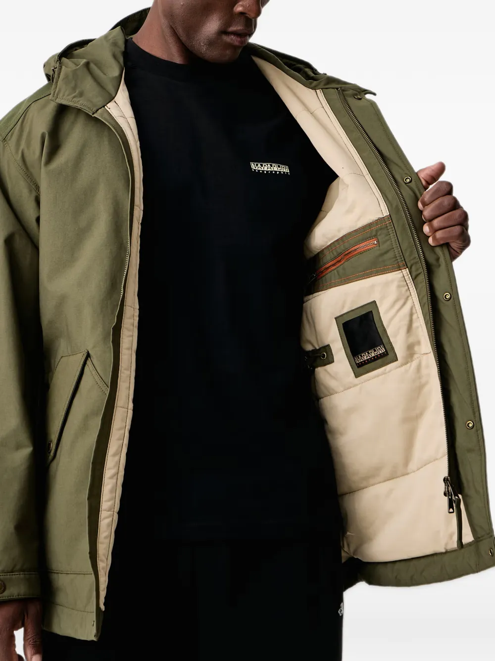 Napapijri Asko logo-patch parka coat Groen