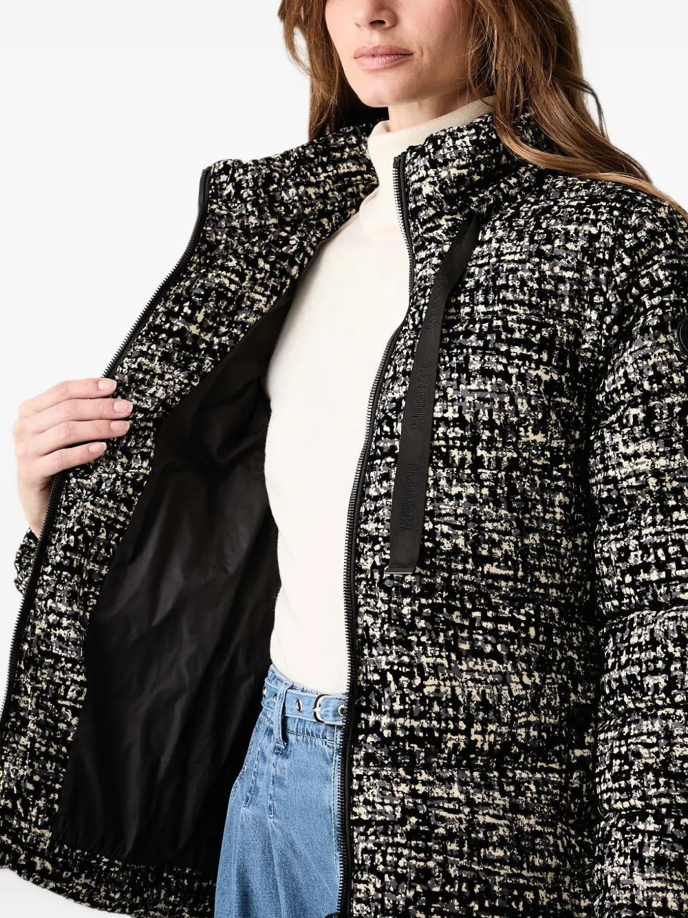 Morgan Gewatteerd jack met tweed-effect Zwart