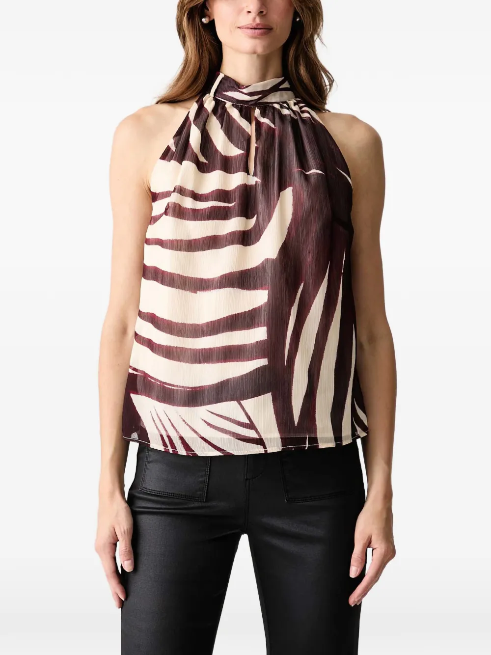 Morgan zebra-print halterneck blouse - Toni neutri