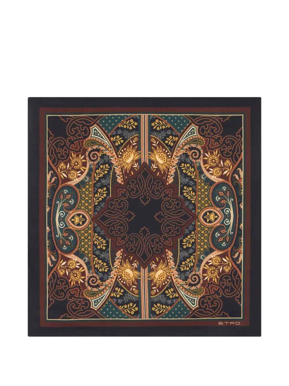 ETRO silk pocket-square with paisley-motif - Nero