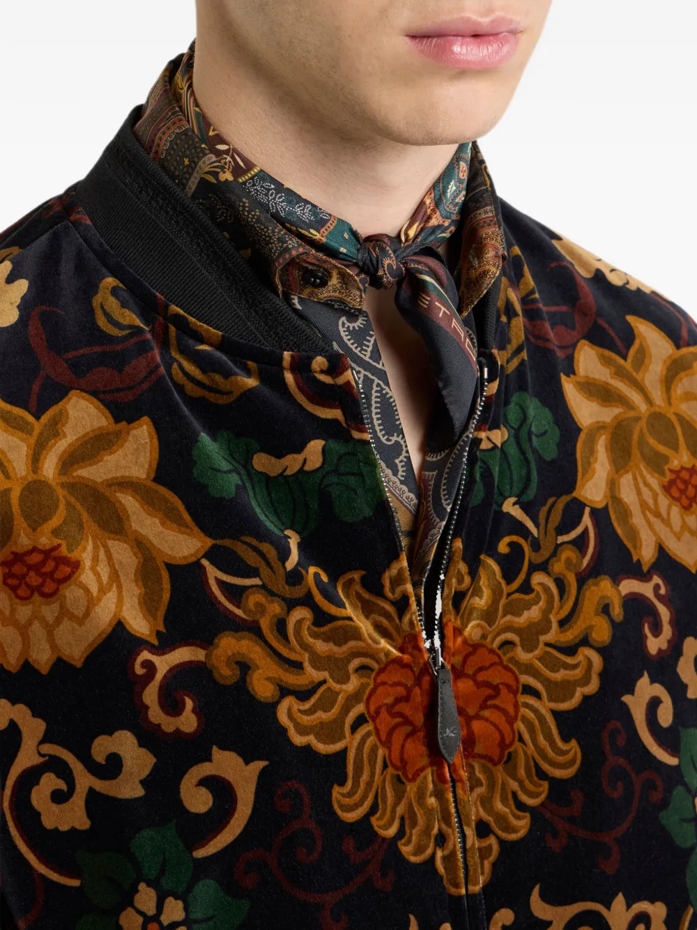 ETRO silk pocket-square with paisley-motif Zwart
