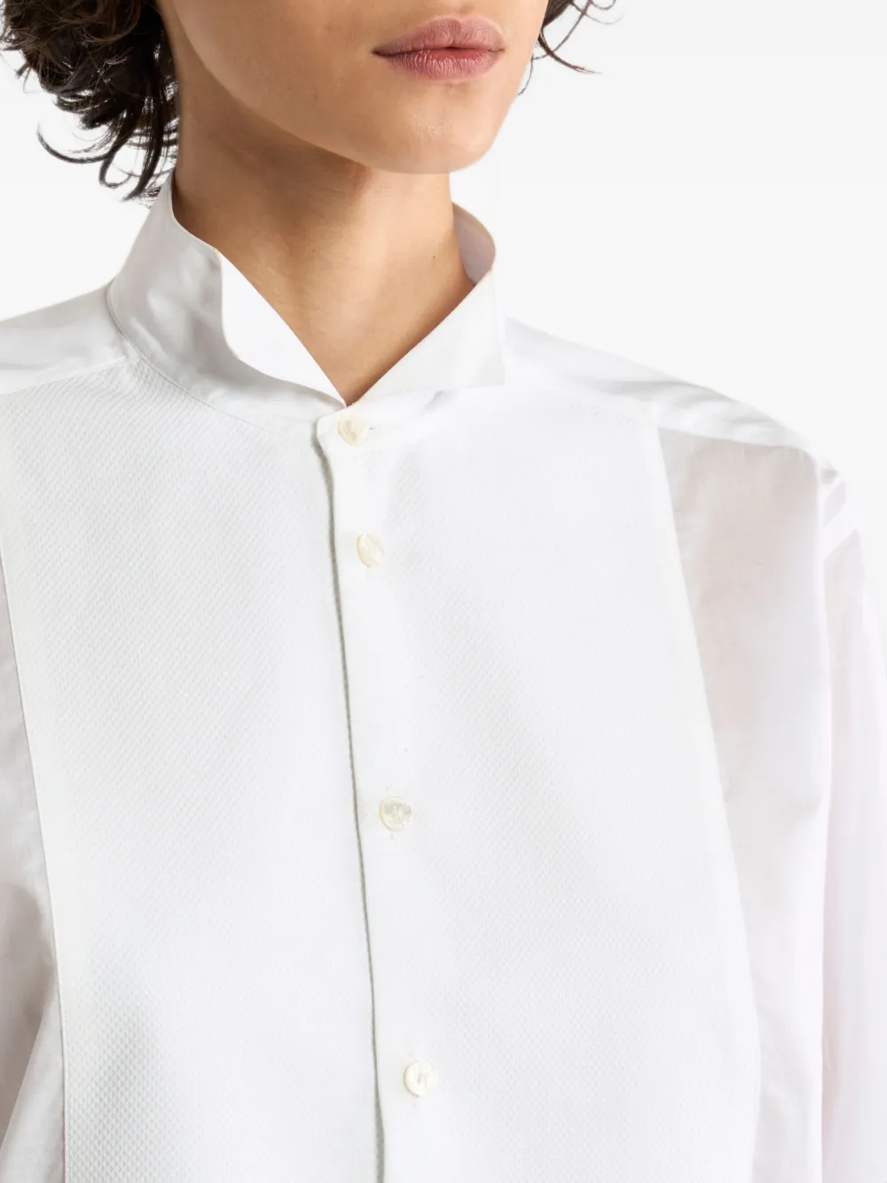 ETRO long cotton voile shirt with bib-front