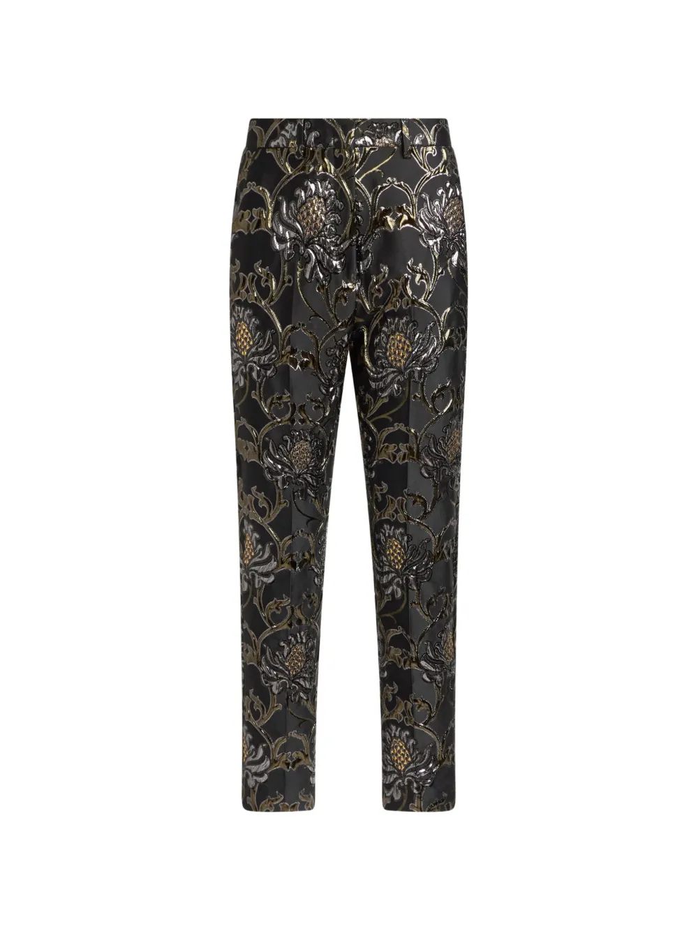 ETRO cropped jacquard trousers with damask motif Zwart