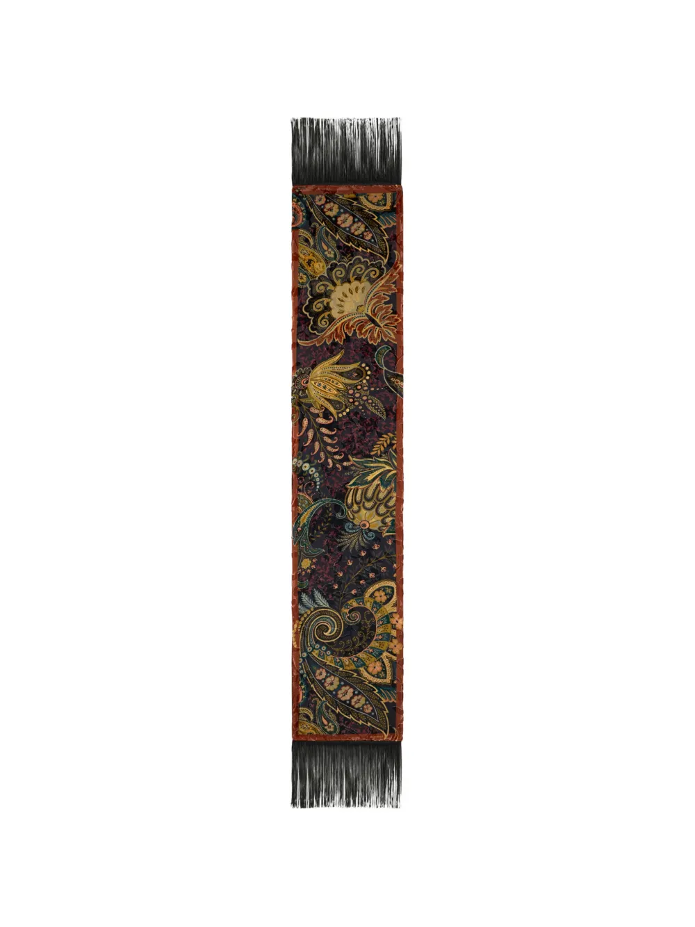 ETRO silk-blend velvet scarf with floral-paisley motif - Nero