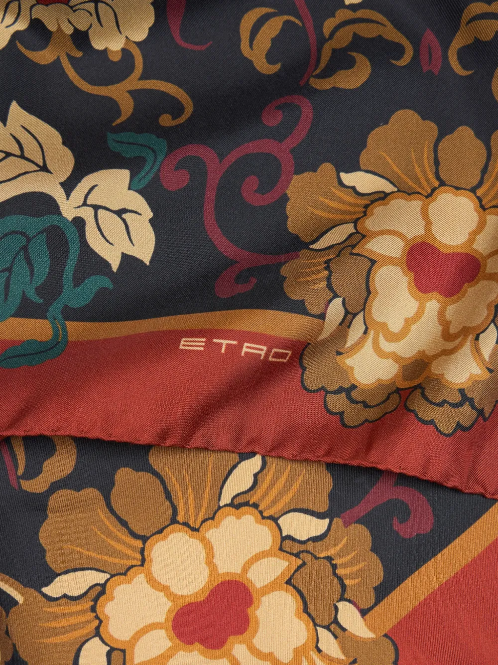 ETRO floral silk scarf Zwart
