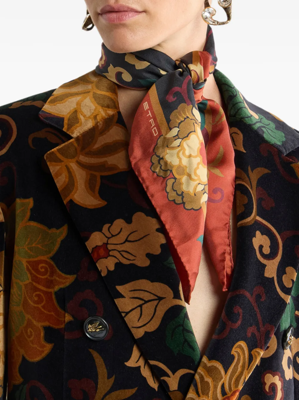 ETRO floral silk scarf Zwart