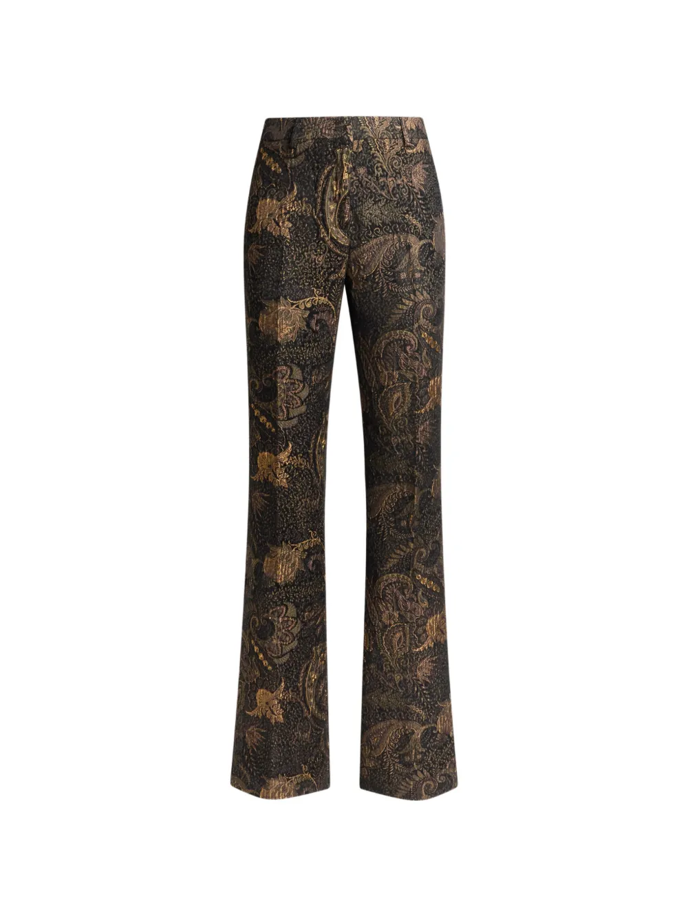 ETRO fit-and-flare chenille-jacquard trousers with floral paisley-motif Zwart