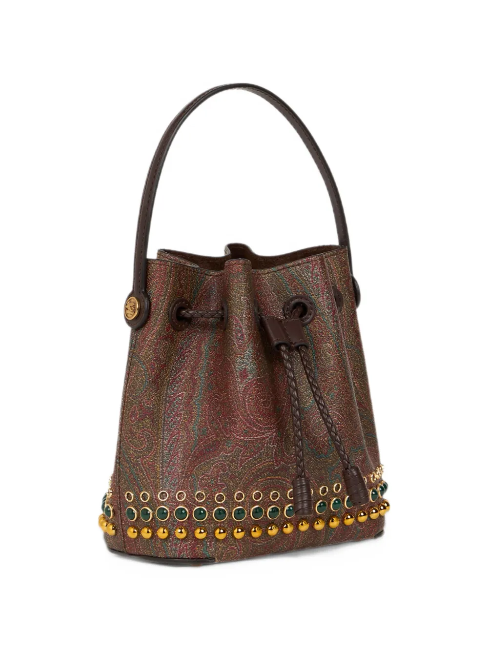 ETRO mini Arnica bucket bag with studs Bruin