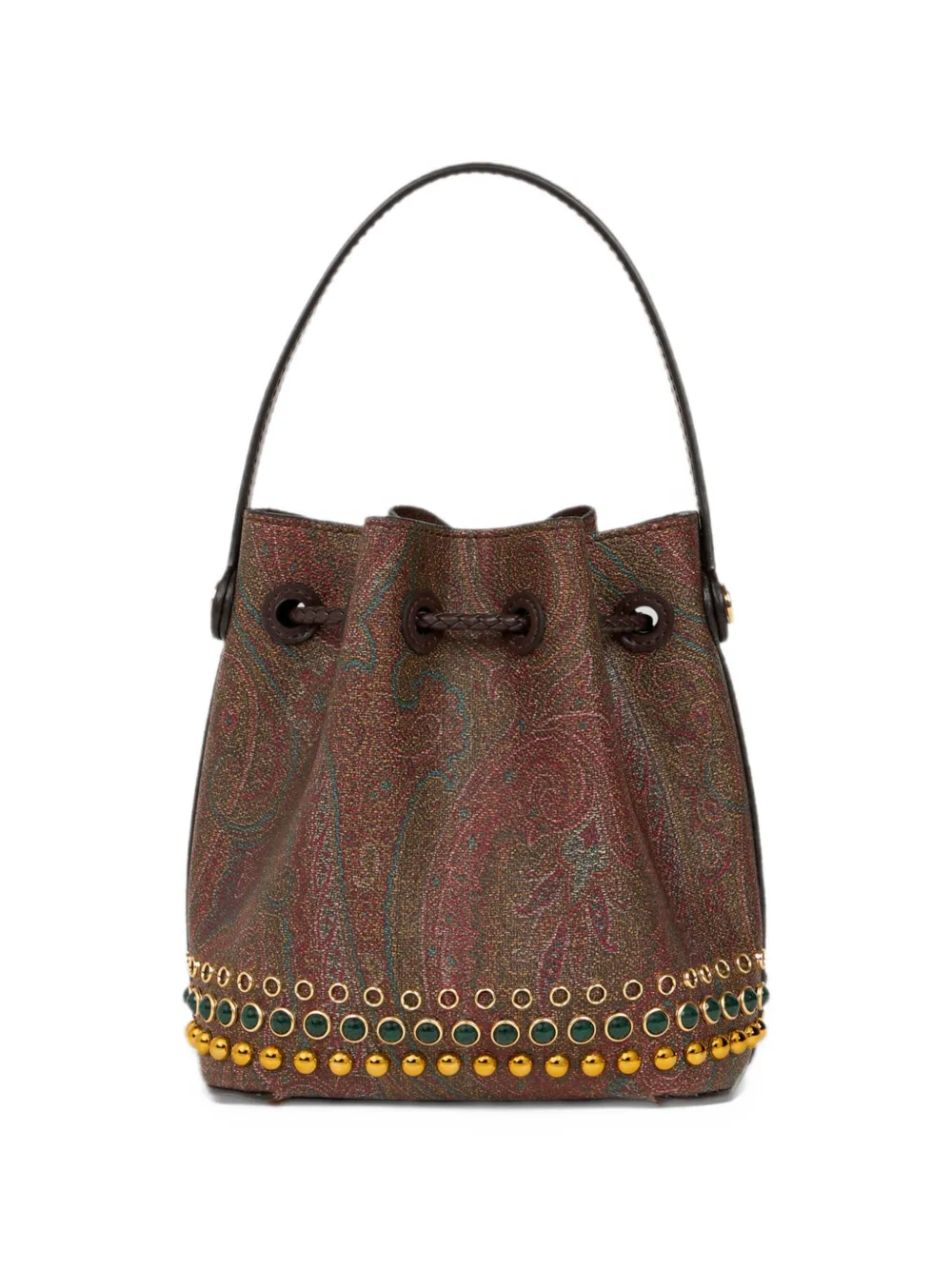 ETRO mini Arnica bucket bag with studs Bruin