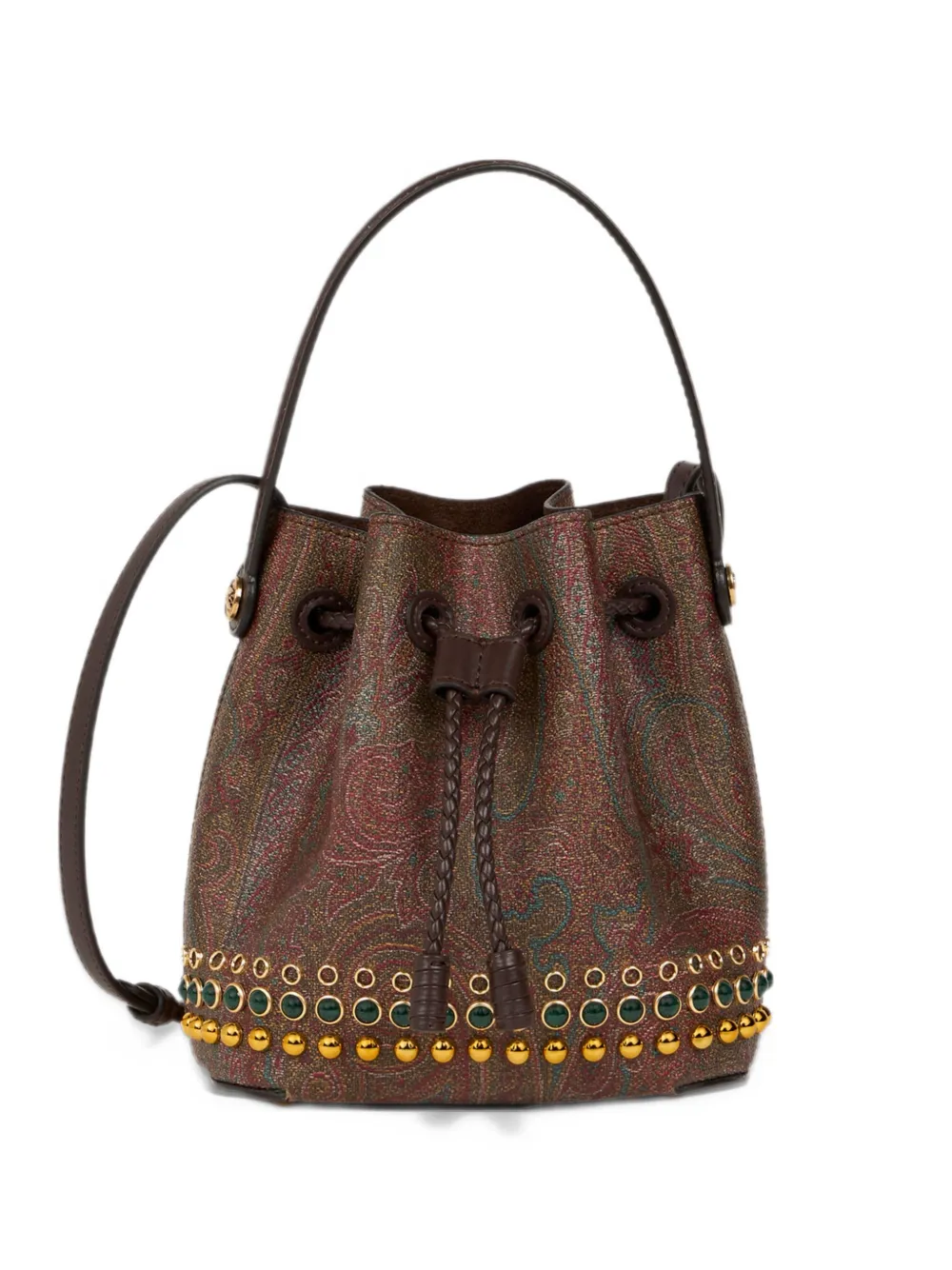 ETRO mini Arnica bucket bag with studs Bruin