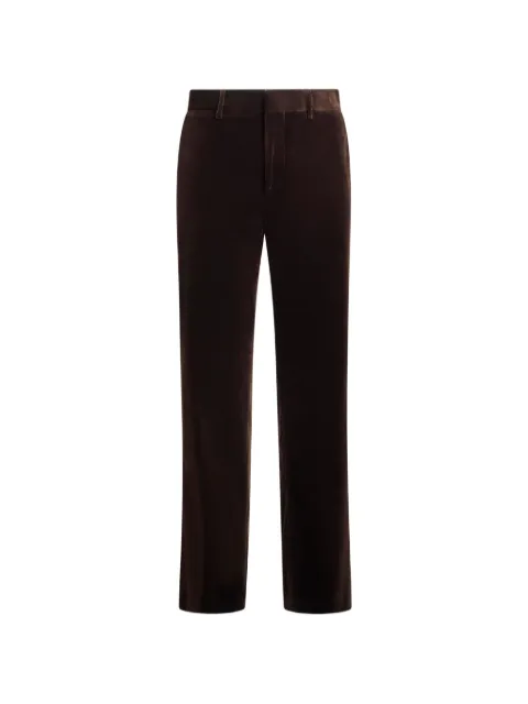 ETRO plain-coloured straight-leg cotton velvet trousers