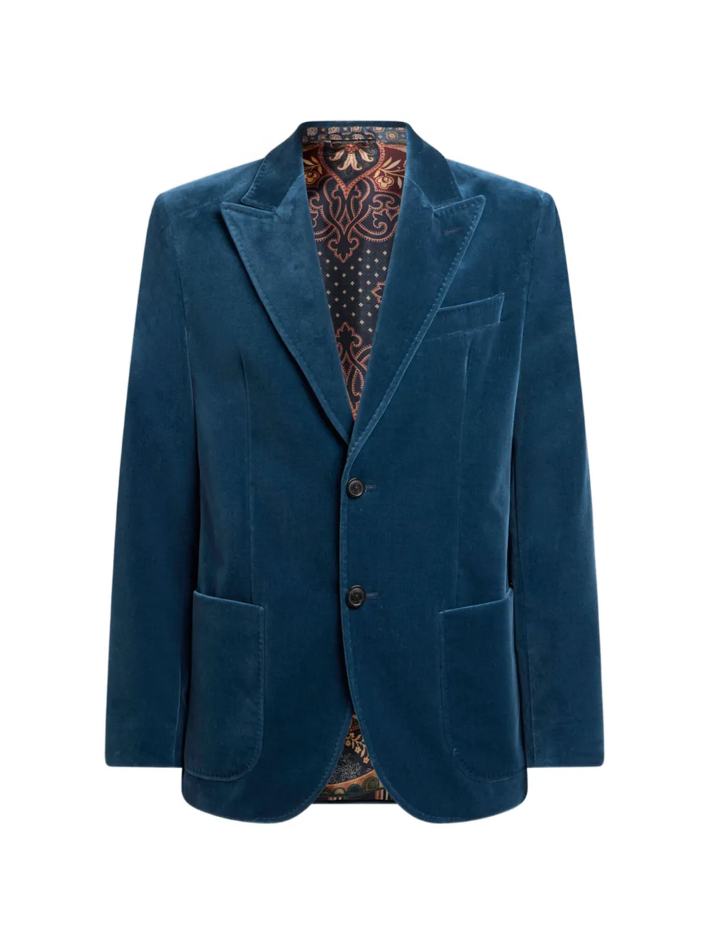 ETRO single-breasted plain-coloured cotton velvet jacket - Blu