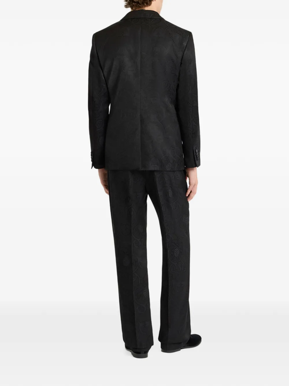 ETRO single-breasted cotton-blend jacquard jacket with damask-motif Zwart