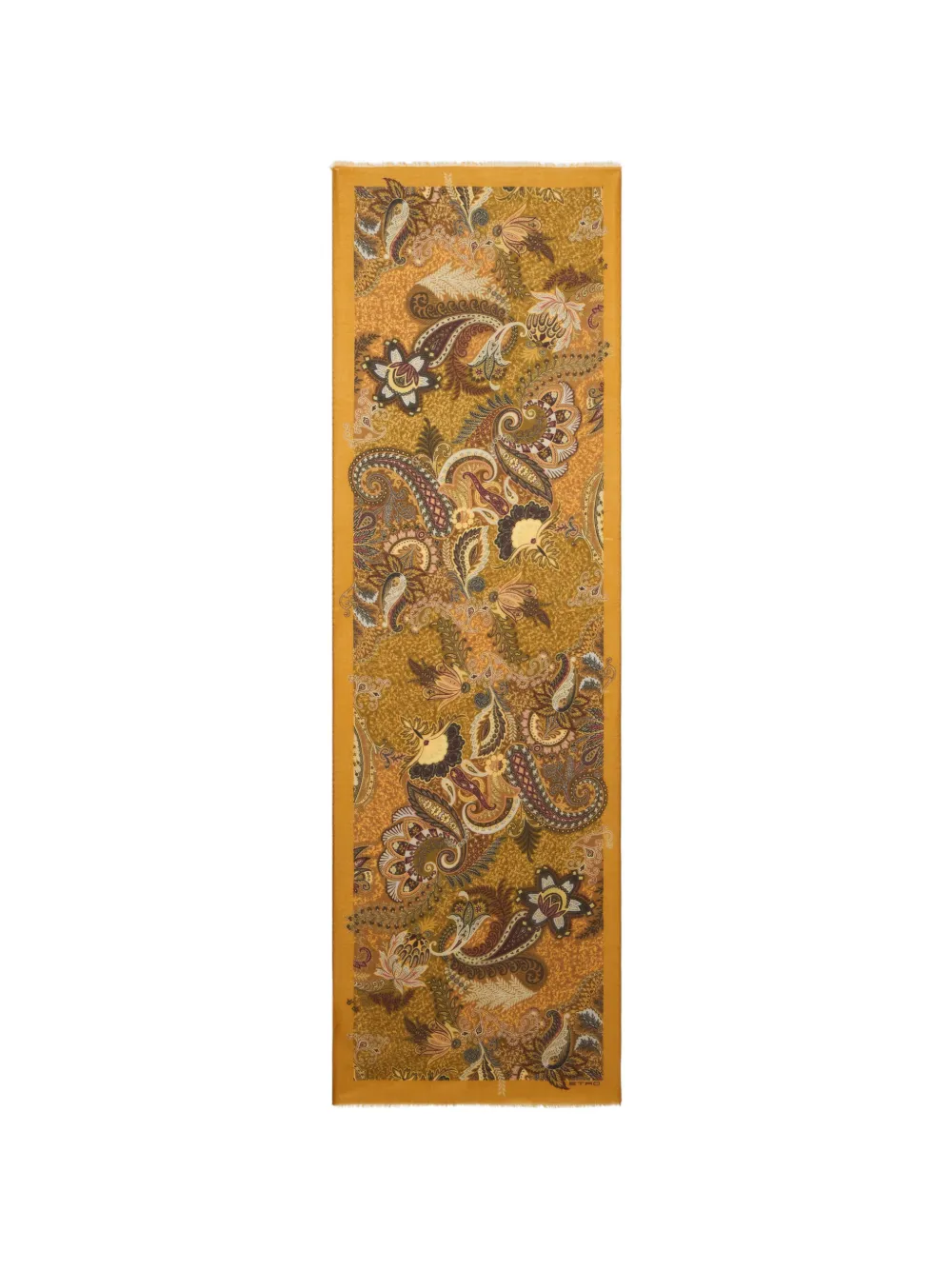 ETRO wool, cashmere and silk shawl with floral-paisley motif - Giallo