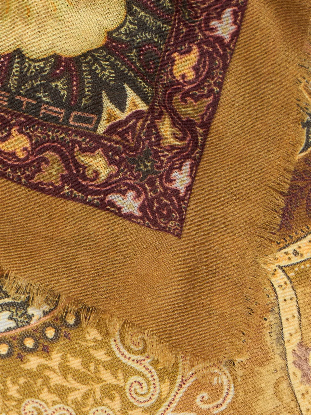 ETRO wool cashmere and silk shawl with floral paisley-motif Bruin