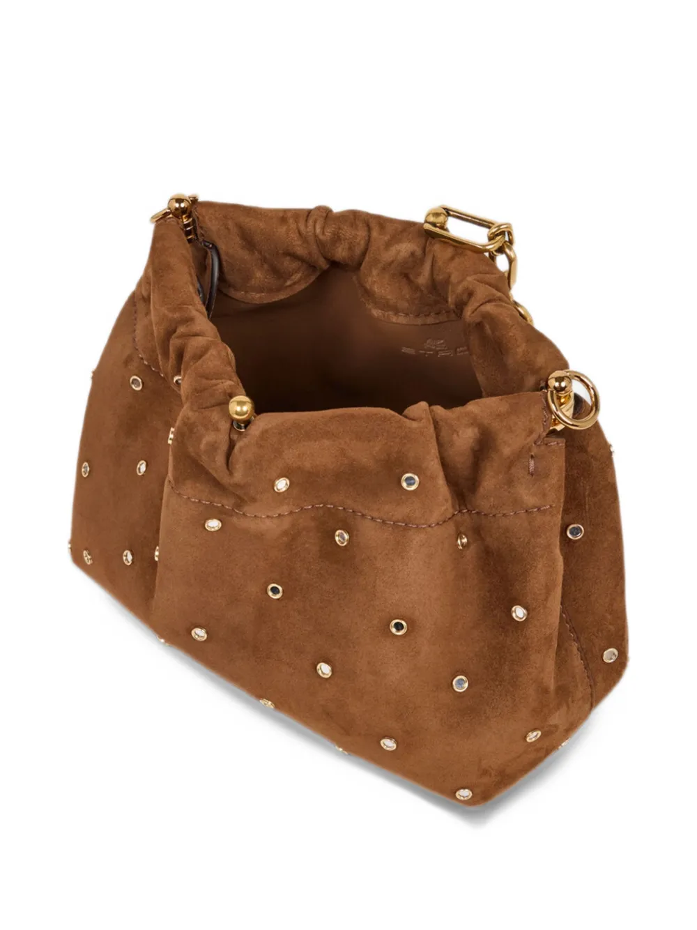ETRO small Vela Blossom bag in suede with jewel studs Bruin