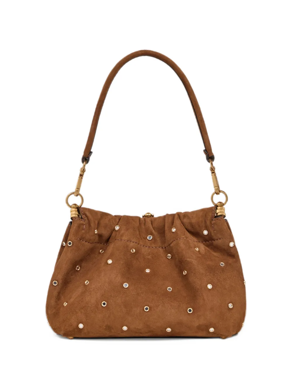 ETRO small Vela Blossom bag in suede with jewel studs Bruin